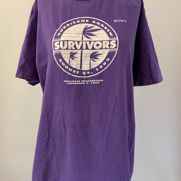 Vintage 90s Hurricane Andrew Florida Souvenir Miami Single Stitch Tshirt XL - Picture 3 of 10